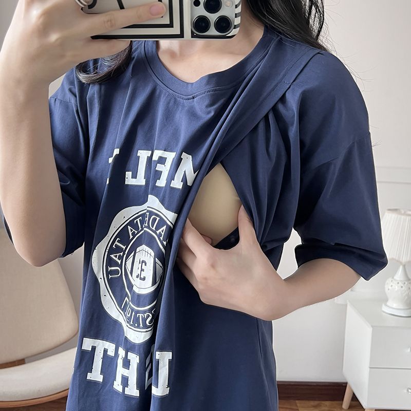 Summer Clothes - Hemşirelik Elbisesi Hamile Emzirme Uzun T-Shirt