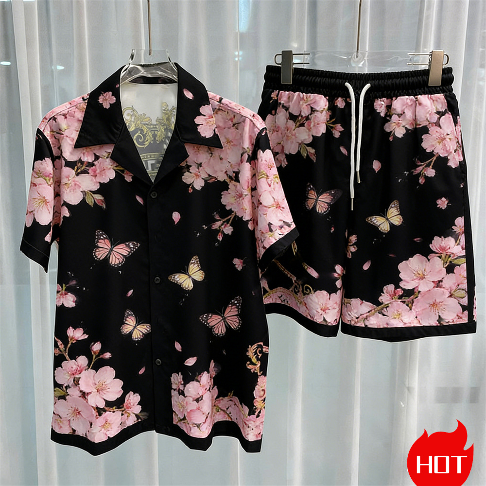 Quality Summer Clothing - Dijital baskılı erkek takım modası iki