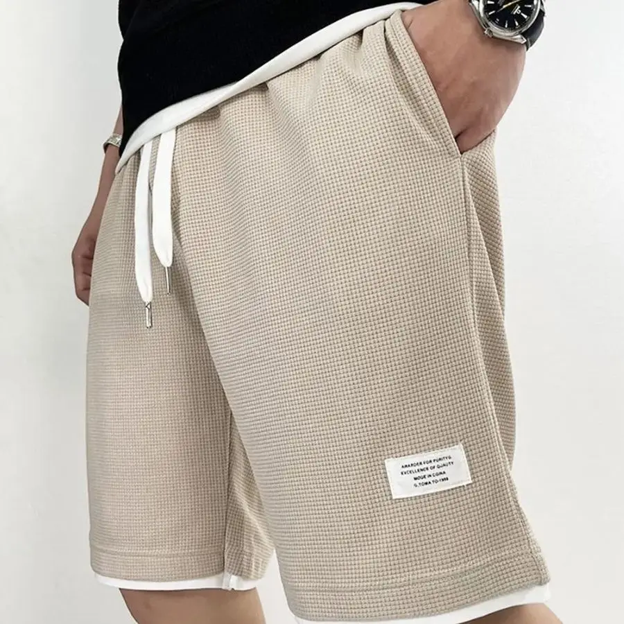 Summer Clothing Deals - Erkek Şort Pantolon Siyah Waffle Büyük
