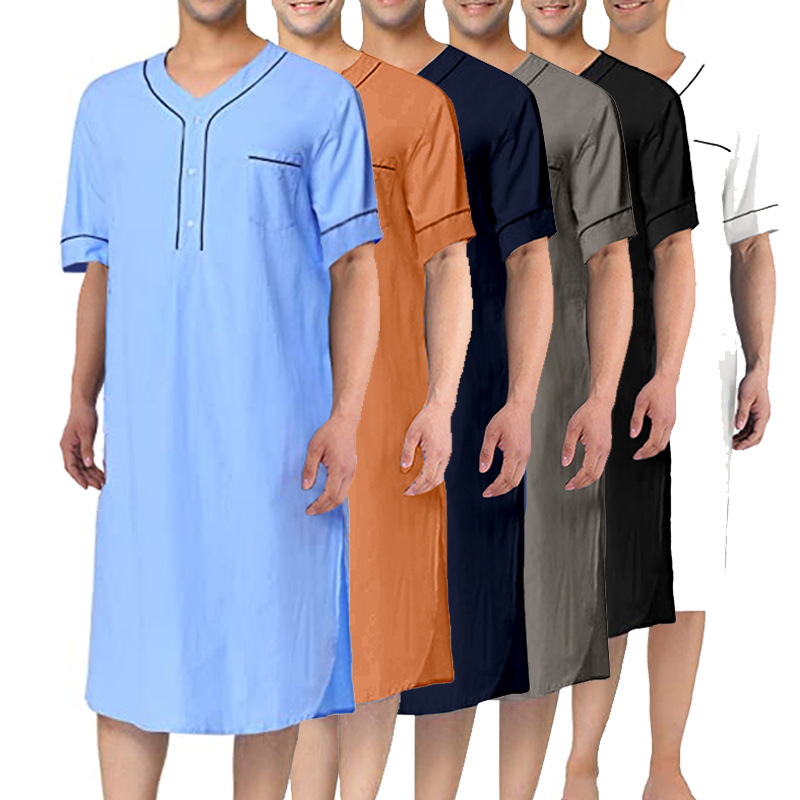 Summer House Clothing - Yaz kısa kollu erkekler ince gecelik