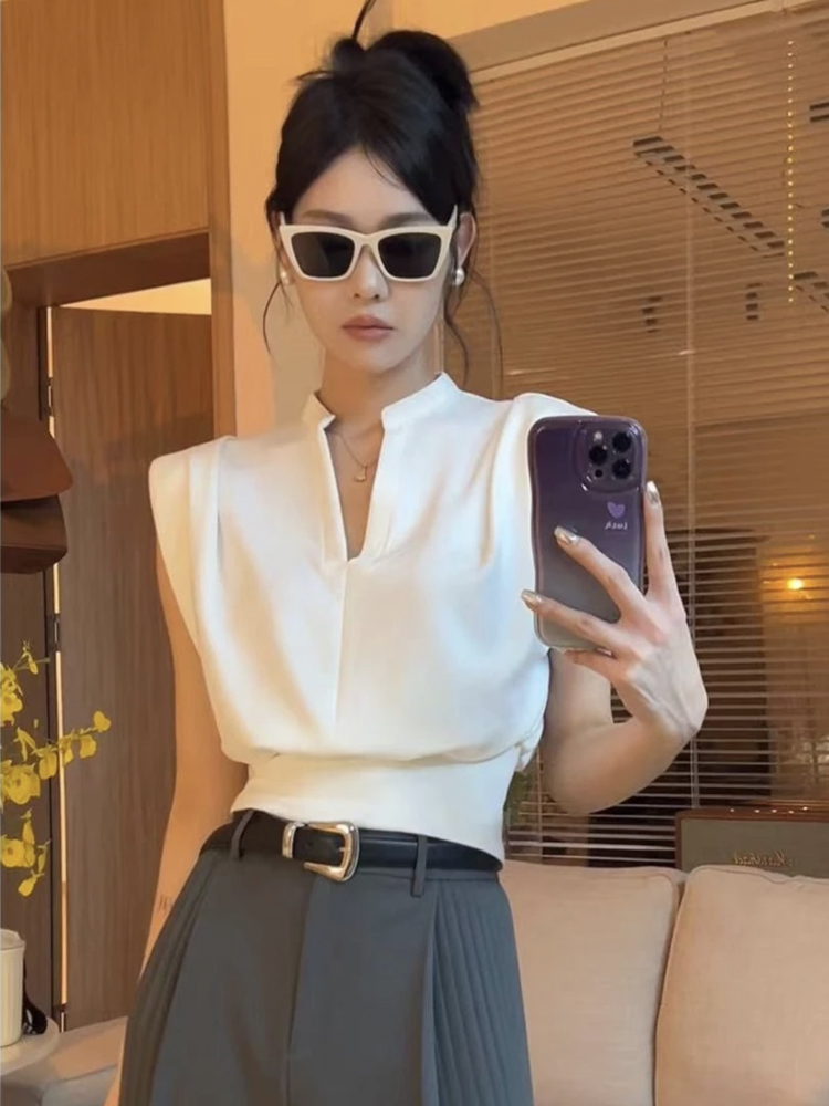 Quality Summer Clothing - Retro Dik Yaka Kısa Kollu Gömlek