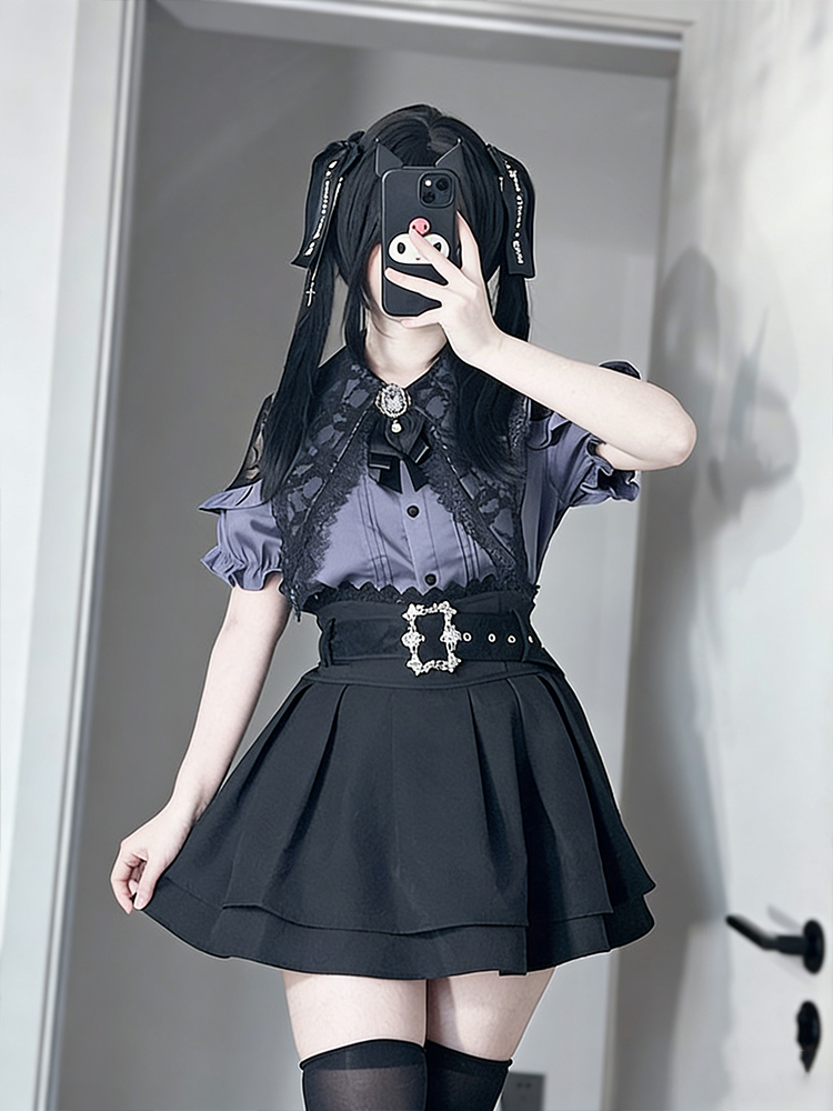 Summer Goth Clothing - Gotik Tarzı Omuzları Açık Gömlek ve