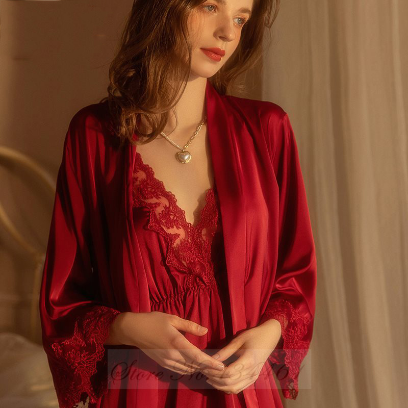 Summer House Clothing - Bordo 2 adet Robe Set gecelik