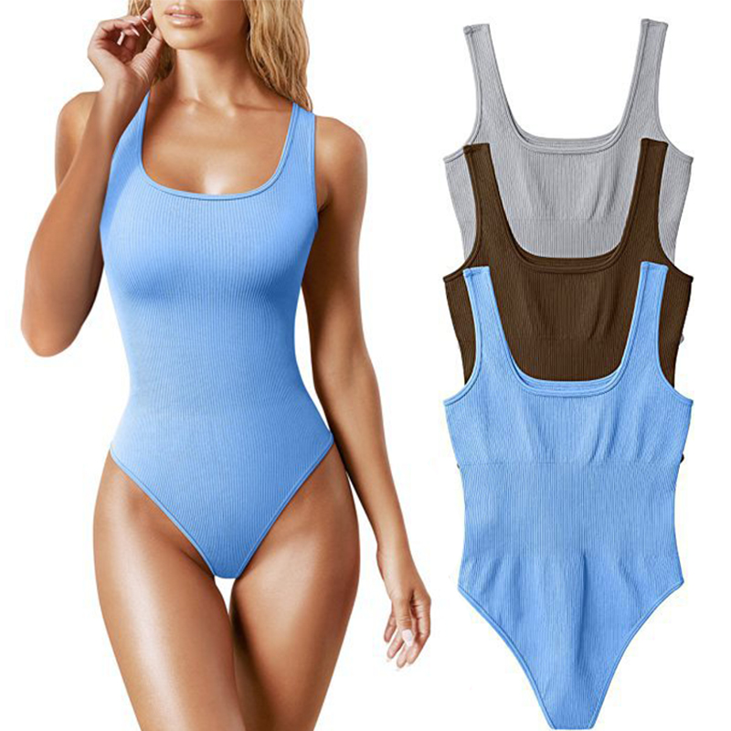 Summer Clothing Vintage - Harajuku katı kolsuz Bodysuit seksi vücut