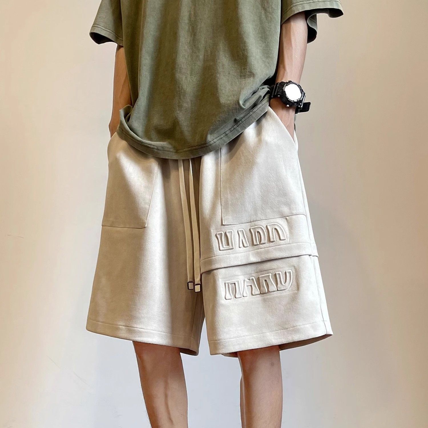 Summer Clothing Deals - Erkek Şort Mektup Ekleme Baggy İpli