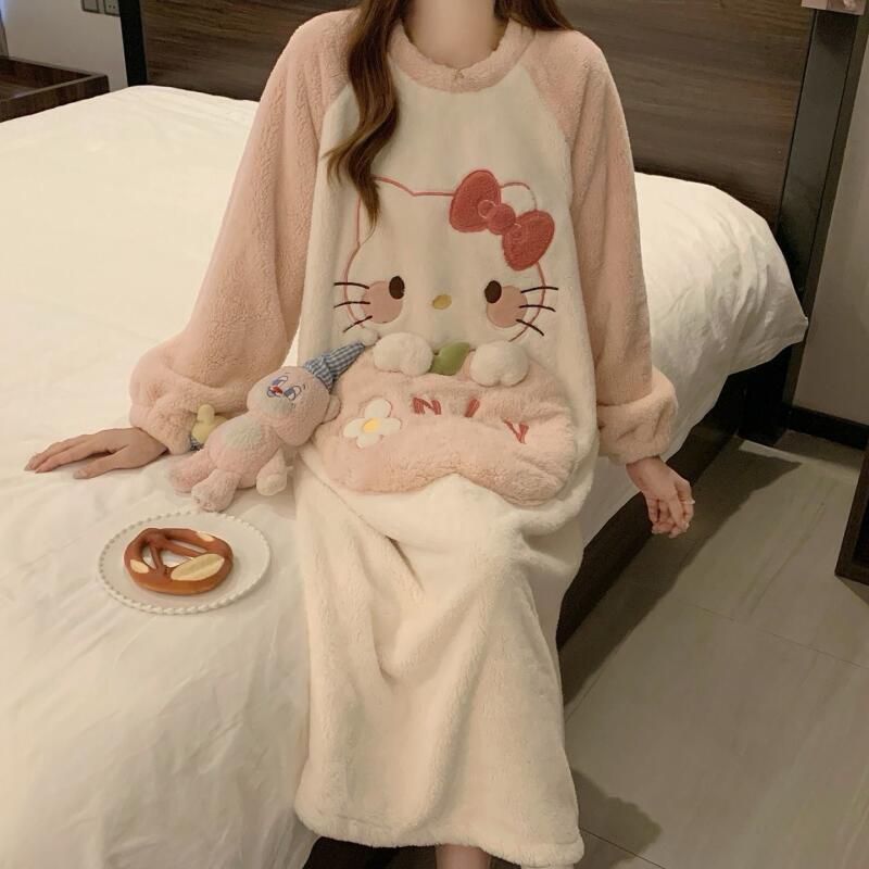 Summer Clothes - Kış Gecelik Hello Kitty kadın Sonbahar