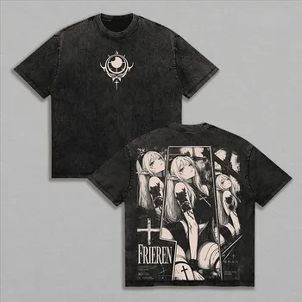 Summer Clothing Vintage - Moda Y2k Frieren Tişört Manga Baskılı