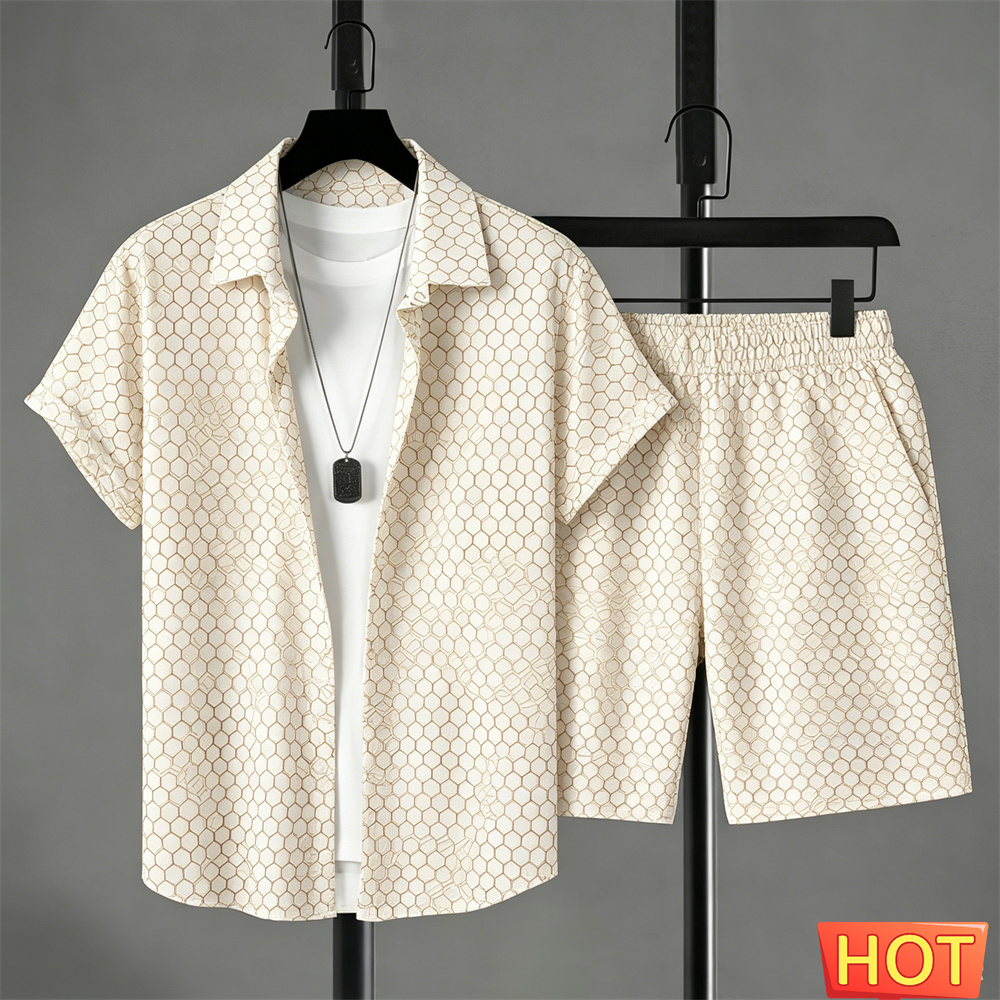 Summer Clothing Essentials - Yazlık Erkek Gömlek Takımı Degrade Renkli