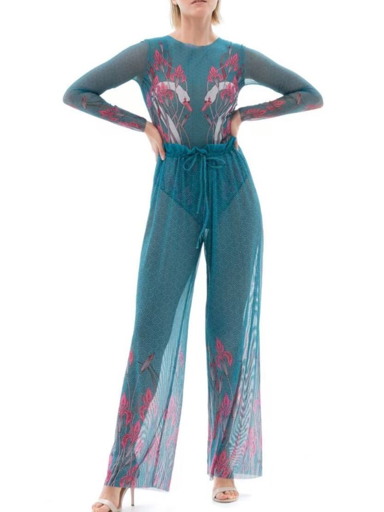 Swim Cover Up Mesh - 2 Parça Setleri Örgü Mayo Ve