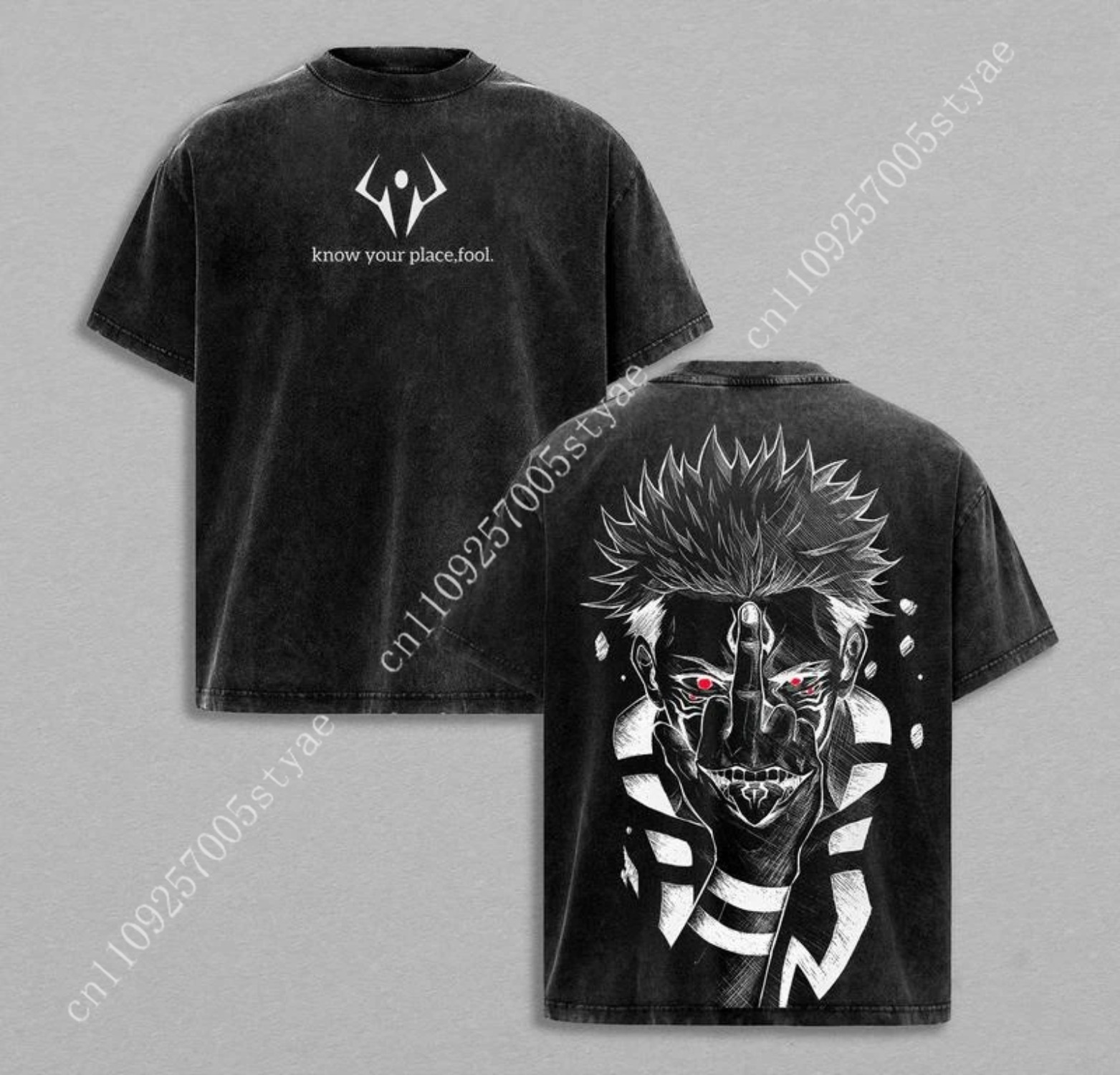 Summer Clothing Vintage - Anime Ryomen Sukuna Grafik Baskılı Tişört