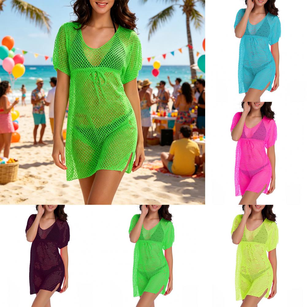Swim Cover Up Mesh - Bikini Örtüsü İpli Mayo Örtüsü Nefes
