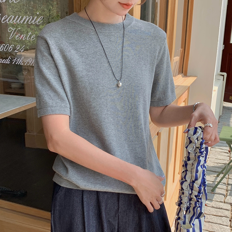 Summer Jumper Clothing - İlkbahar Yaz Kadın Pamuklu Kazak Yuvarlak