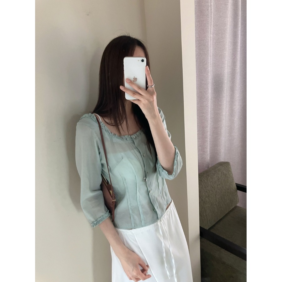 Zarif Kare Yaka Düğmeli Gömlek - Quality Summer Clothing incelemesi ve fiyatı