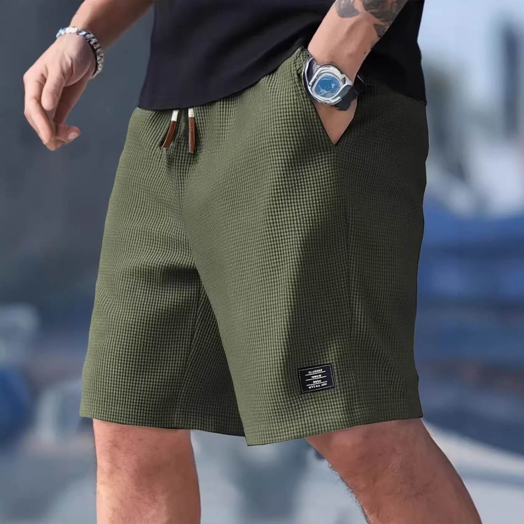 Erkek Kısa Pantolon Siyah Waff - Summer Clothing Deals incelemesi ve fiyatı