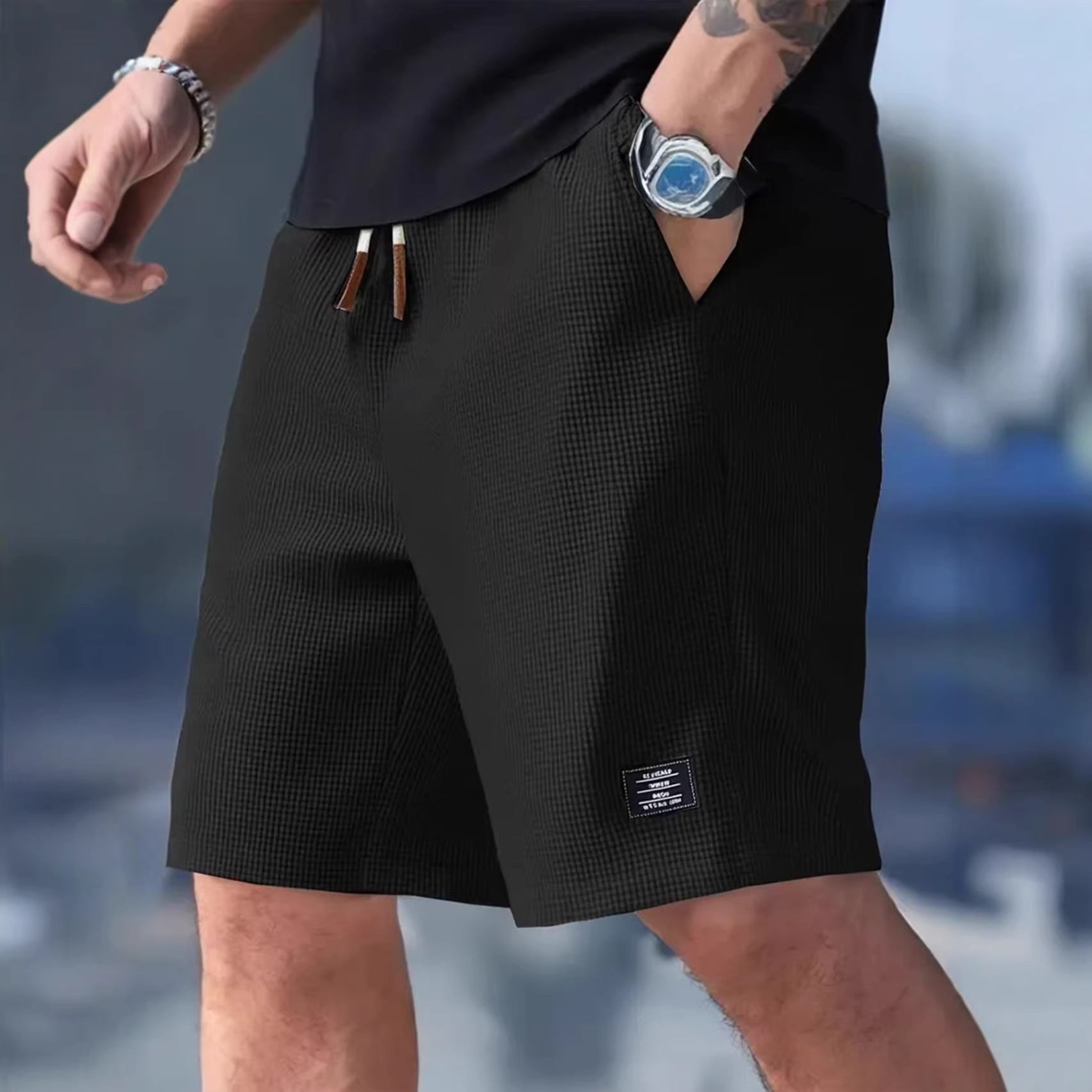 Erkek Kısa Pantolon Siyah Waff - Summer Clothing Deals incelemesi ve fiyatı