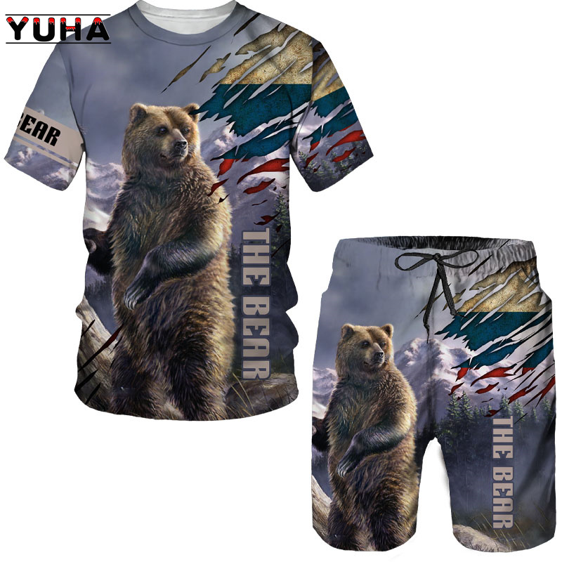 Yaz Ayı 3D Baskılı erkek tişör - Summer Clothing Sets Women incelemesi ve fiyatı