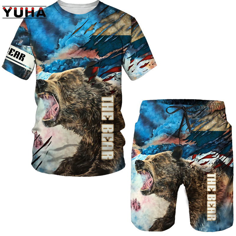 Yaz Ayı 3D Baskılı erkek tişör - Summer Clothing Sets Women incelemesi ve fiyatı
