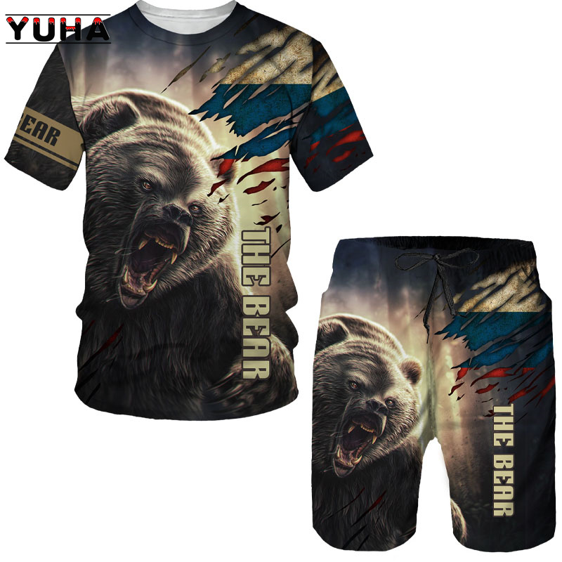 Yaz Ayı 3D Baskılı erkek tişör - Summer Clothing Sets Women incelemesi ve fiyatı