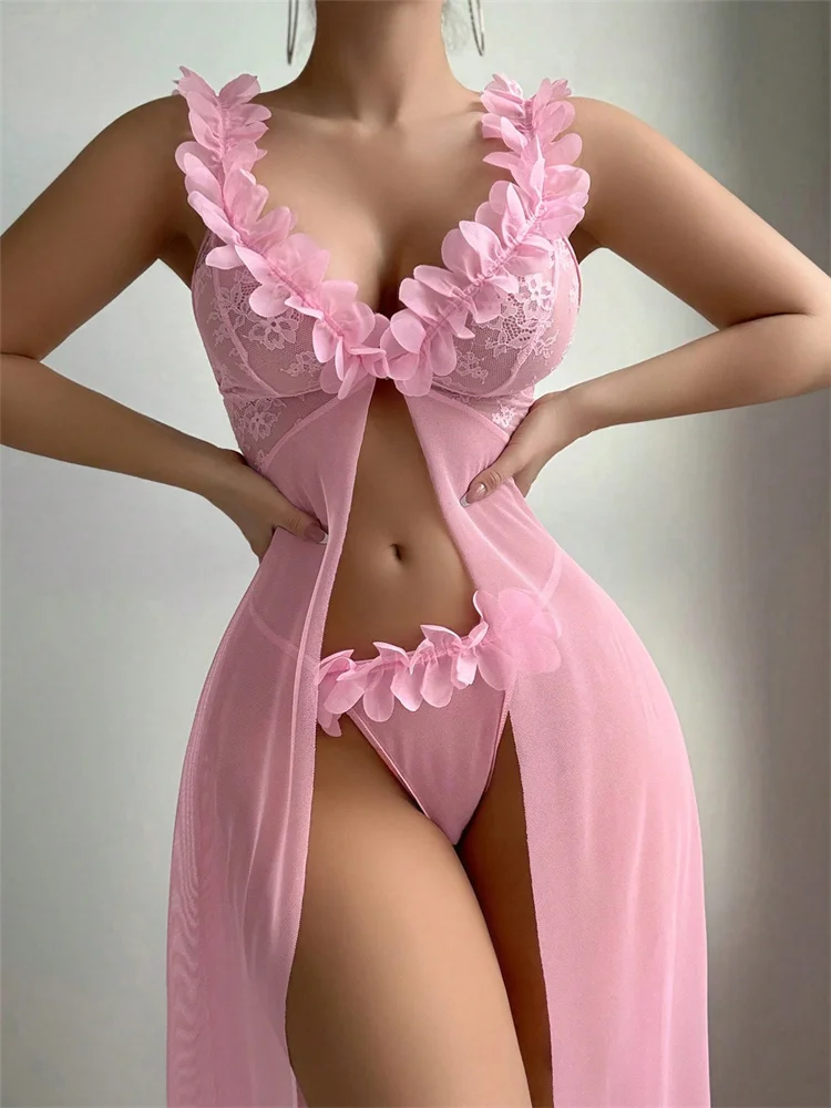 Pembe Çiçekli Dantel Şeffaf Ge - Summer Clothing Items incelemesi ve fiyatı