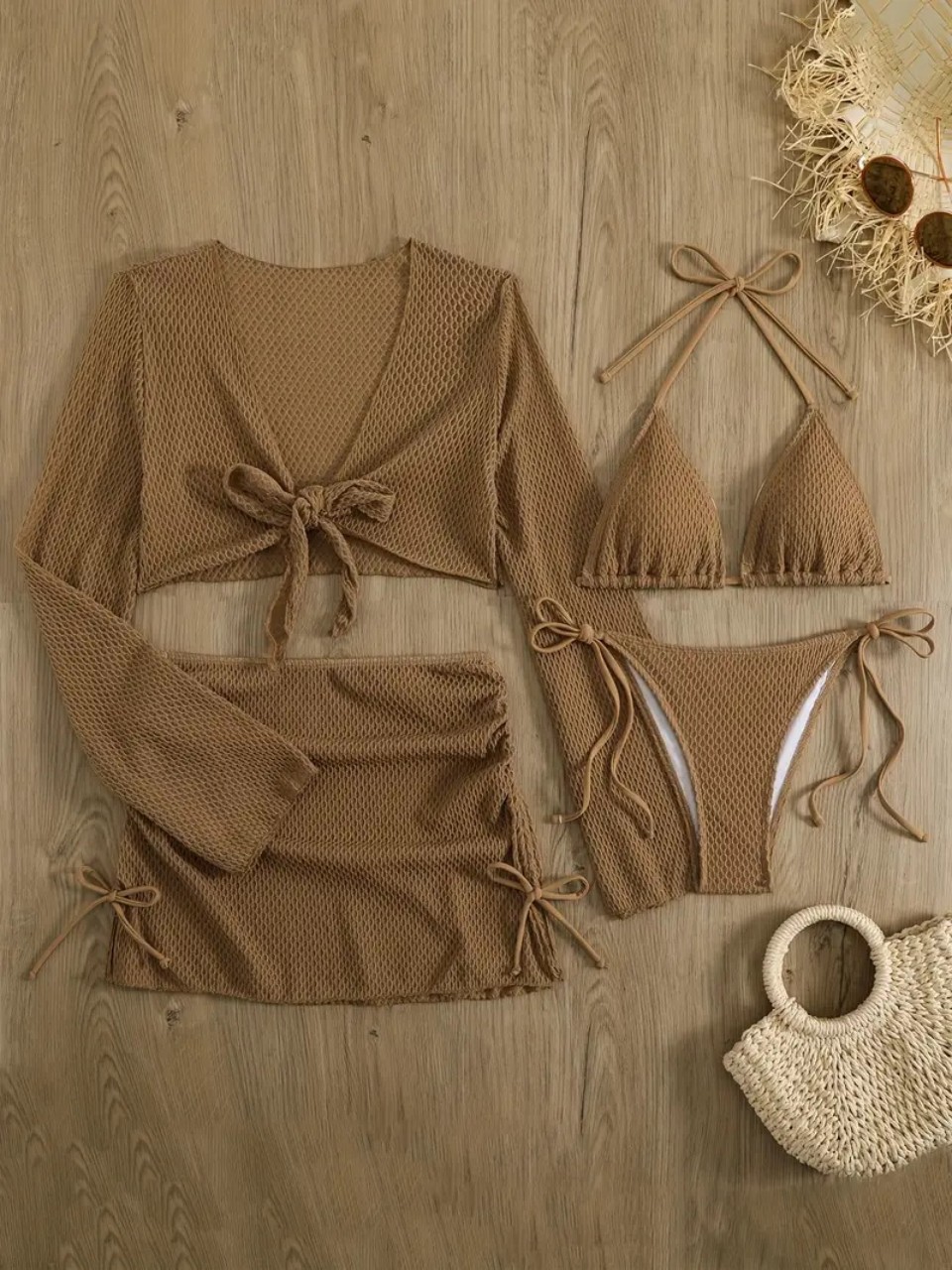 4 Parça Halter Bikini Takımı 2 - Swim Cover Up Mesh incelemesi ve fiyatı