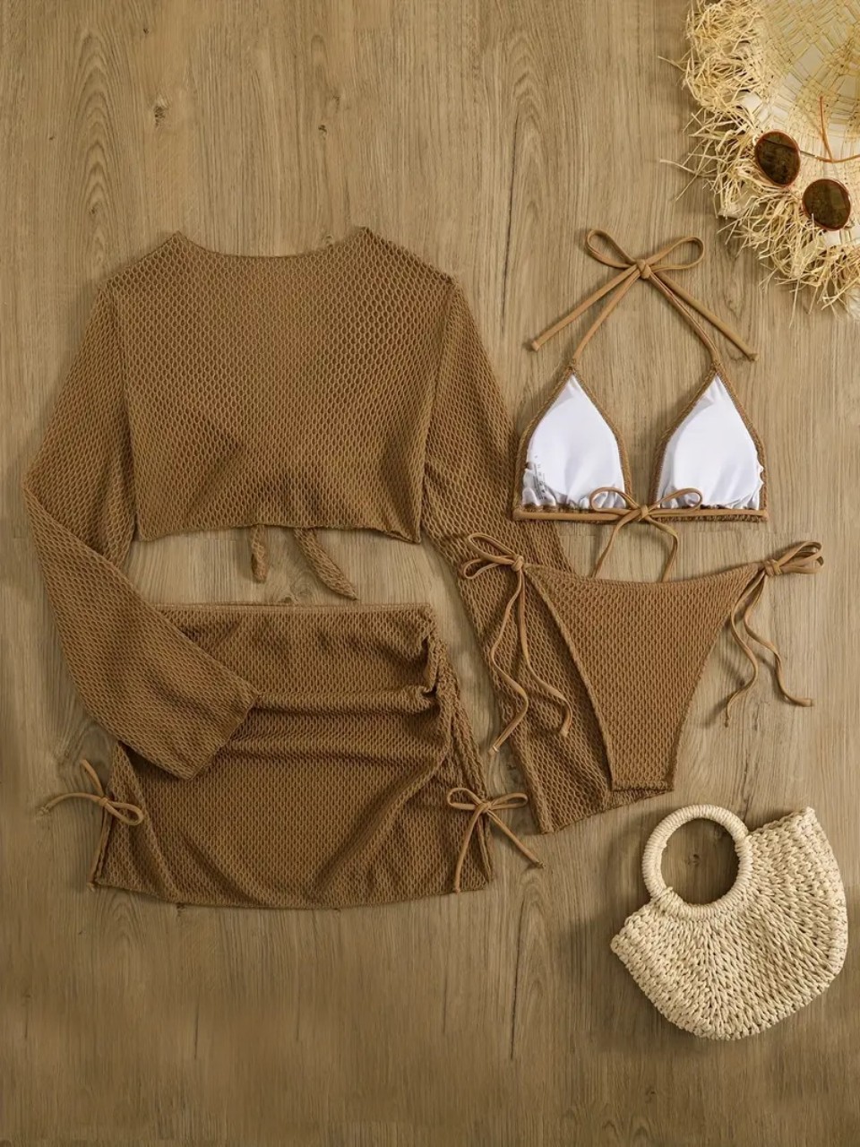 4 Parça Halter Bikini Takımı 2 - Swim Cover Up Mesh incelemesi ve fiyatı